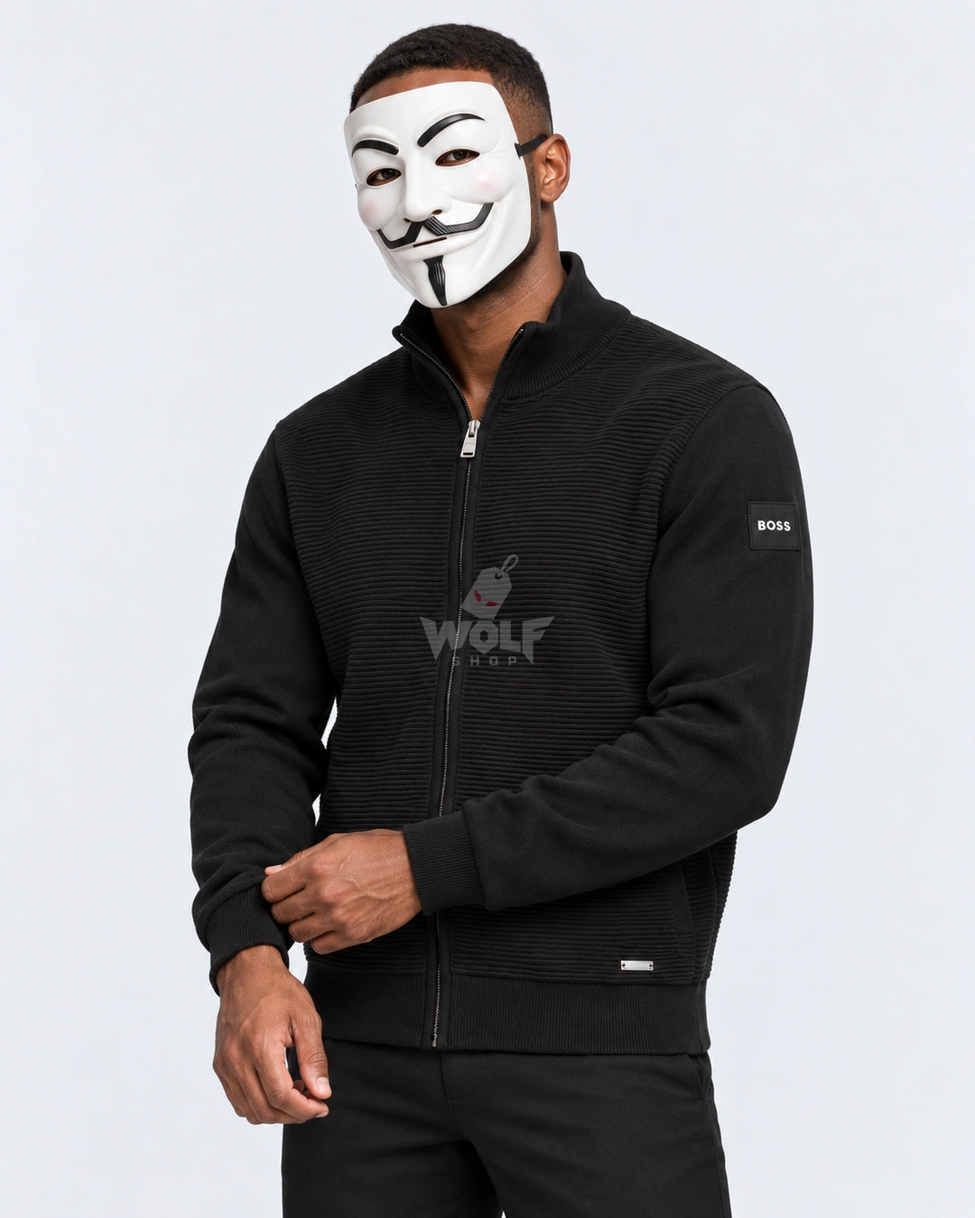 Midnight zip-through knit in Black